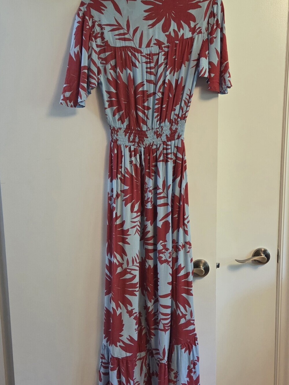 ABEL THE LABEL Anthropologie Tropical Floral High Low Maxi Dress Blue Red X S - Picture 4 of 7